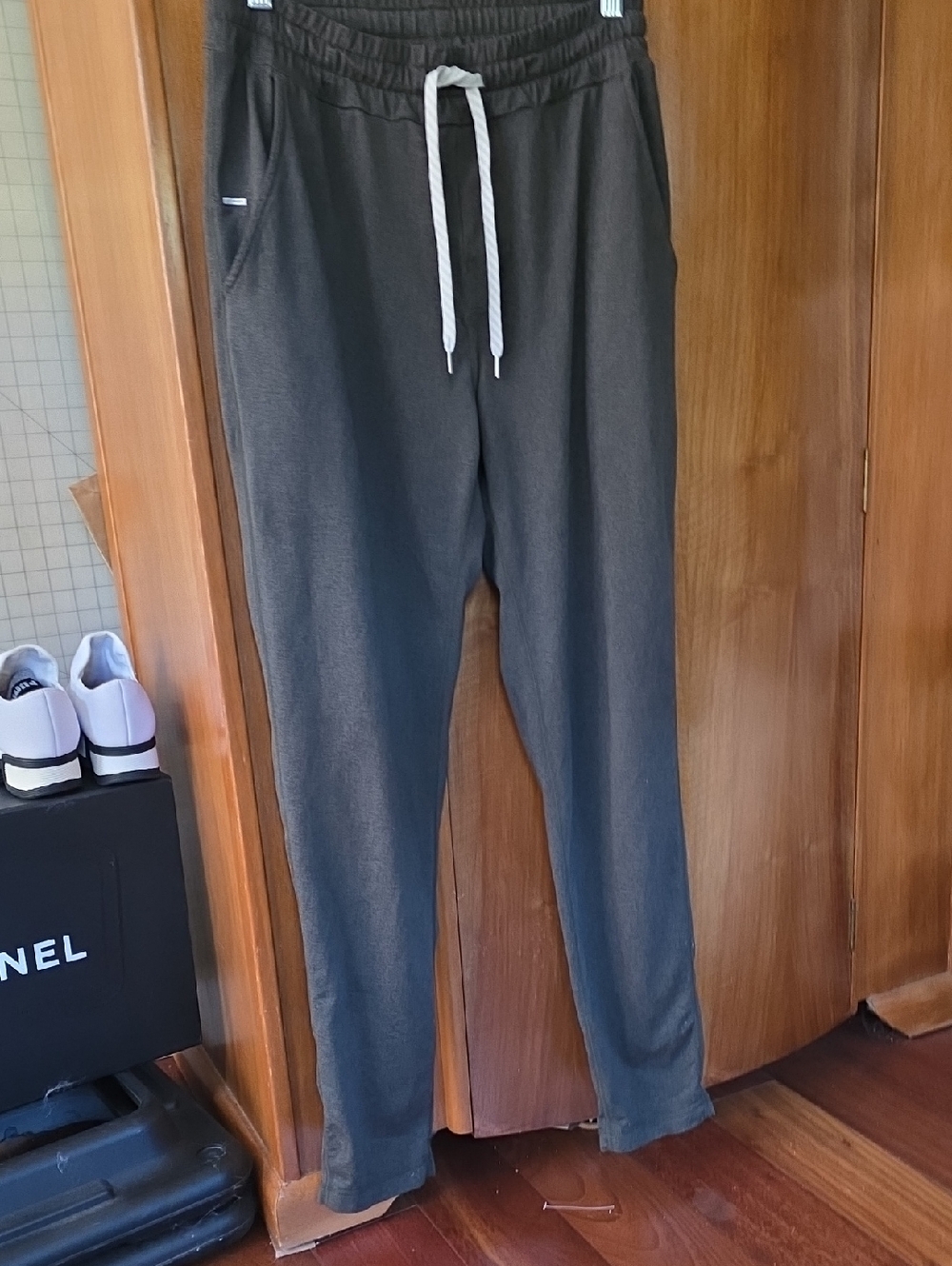 Vuori Dark Olive Drawstring Jogger Pants with White Cord
